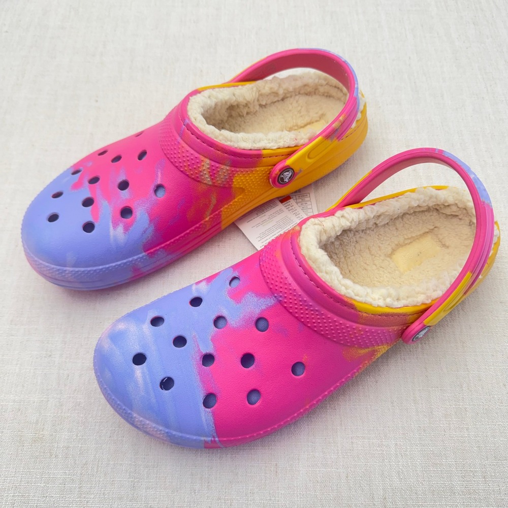 Crocs Classic Lined Ombre Clog Pink Purple Yellow Multi Color 208277-6UC Mens 13